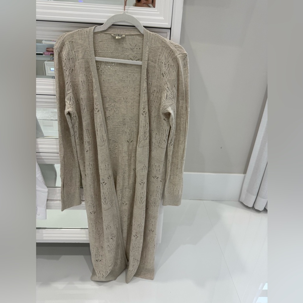 Lucky Brand Lightweight Beige Open Drape Cardigan
